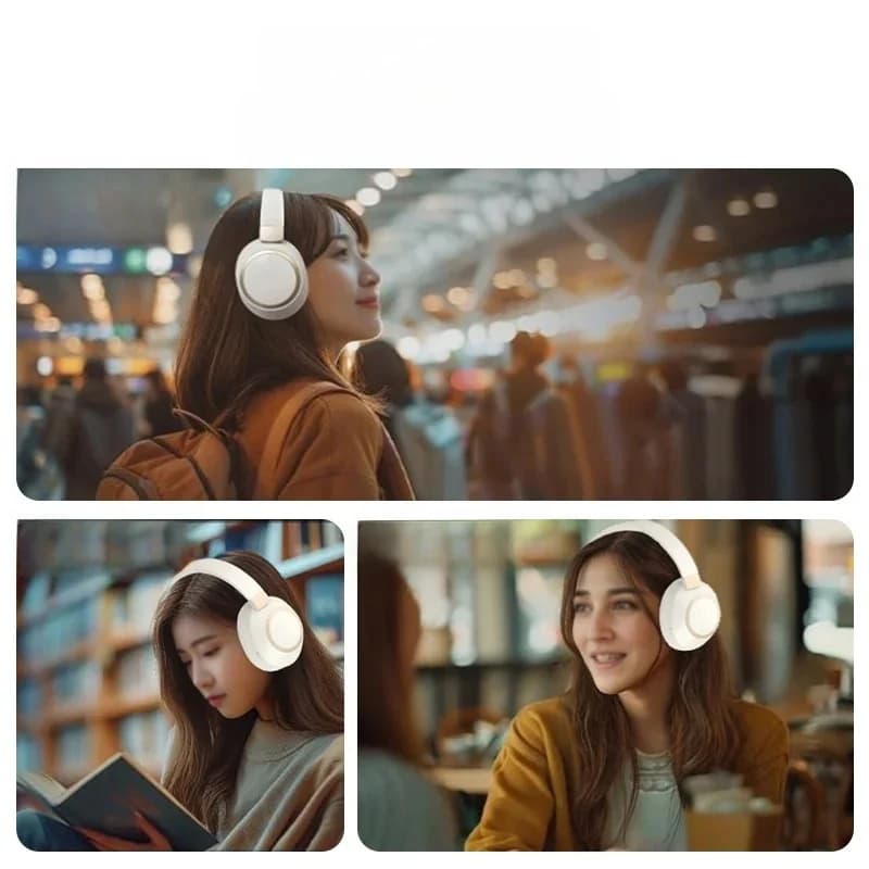 หูฟังบลูทูธไร้สายครอบหู ตัดเสียงรบกวนแบบแอคทีฟ สเตอริโอ