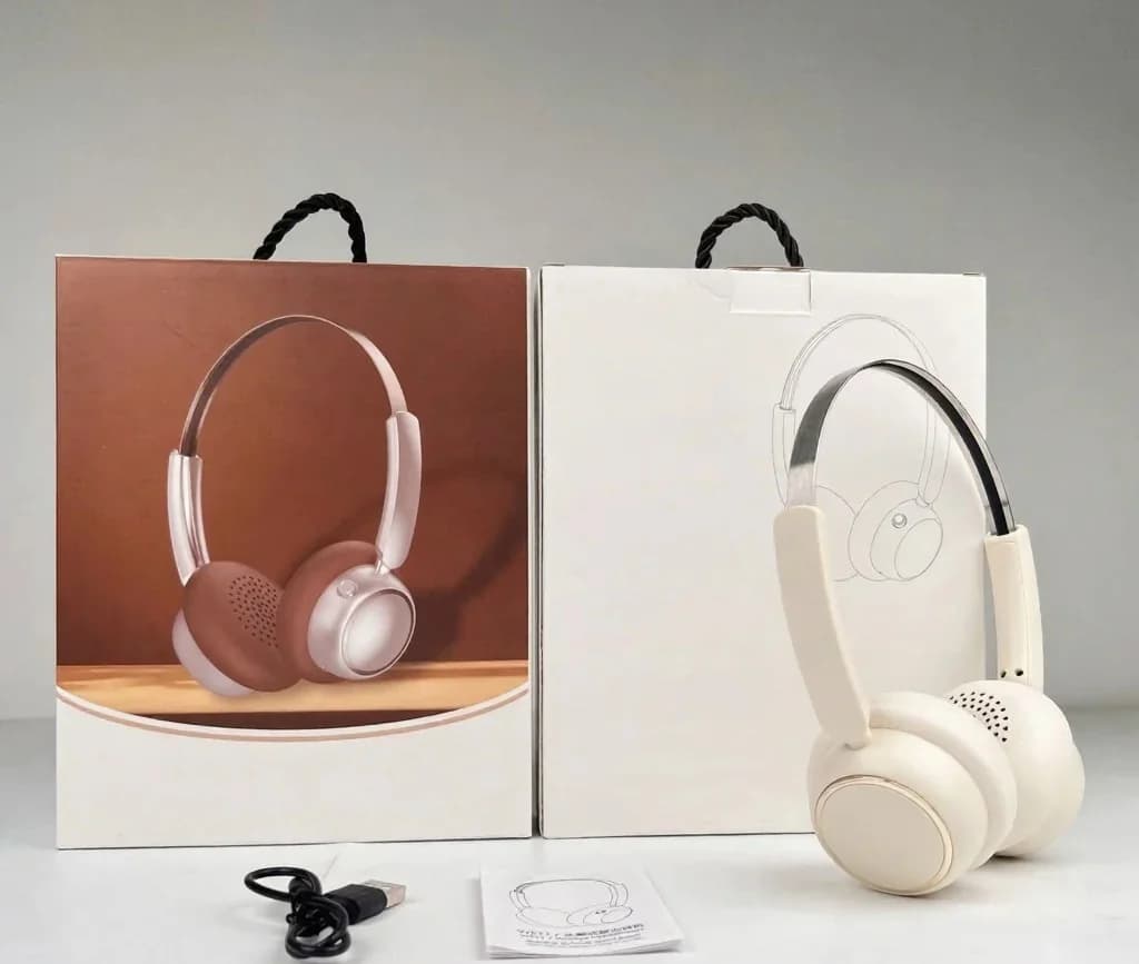 หูฟังไร้สายครอบหูสไตล์ย้อนยุค พร้อมวิทยุ FM และ Bluetooth 5.4