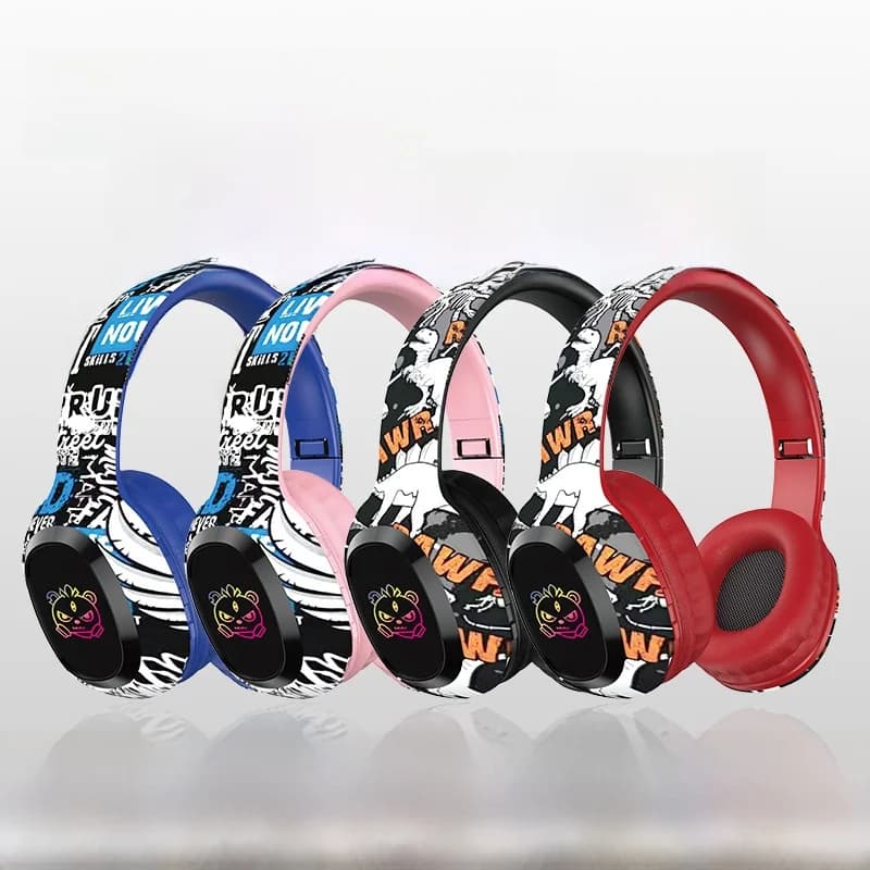 หูฟังไร้สายแบบครอบหู รองรับการ์ด TF และ Bluetooth