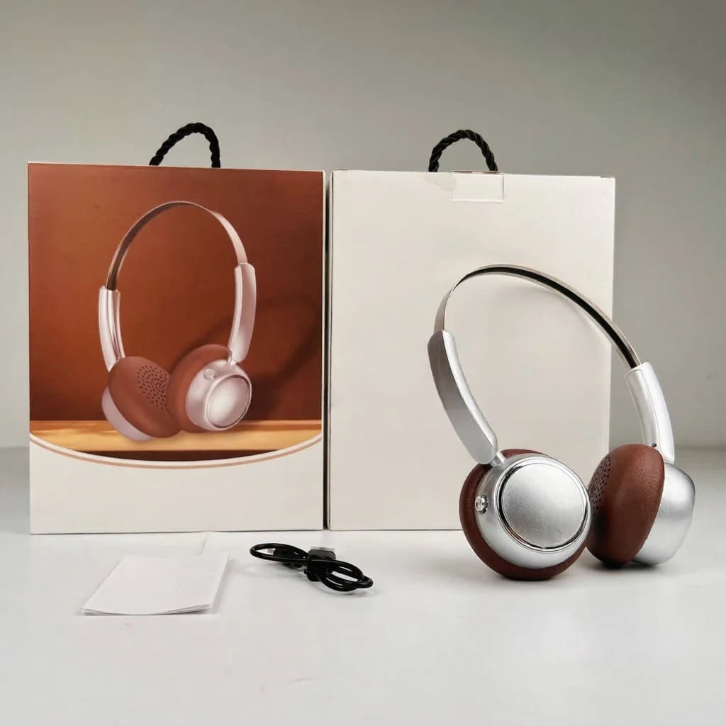 หูฟังไร้สายครอบหูสไตล์ย้อนยุค พร้อมวิทยุ FM และ Bluetooth 5.4