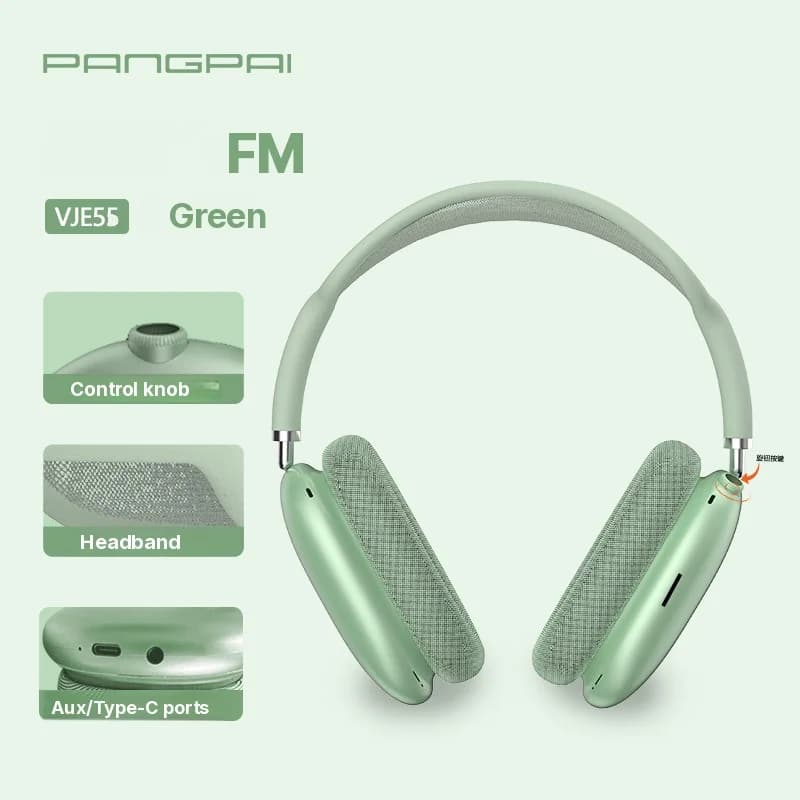 หูฟังครอบหู Bluetooth 5.4 พร้อมปุ่มหมุนและวิทยุ FM