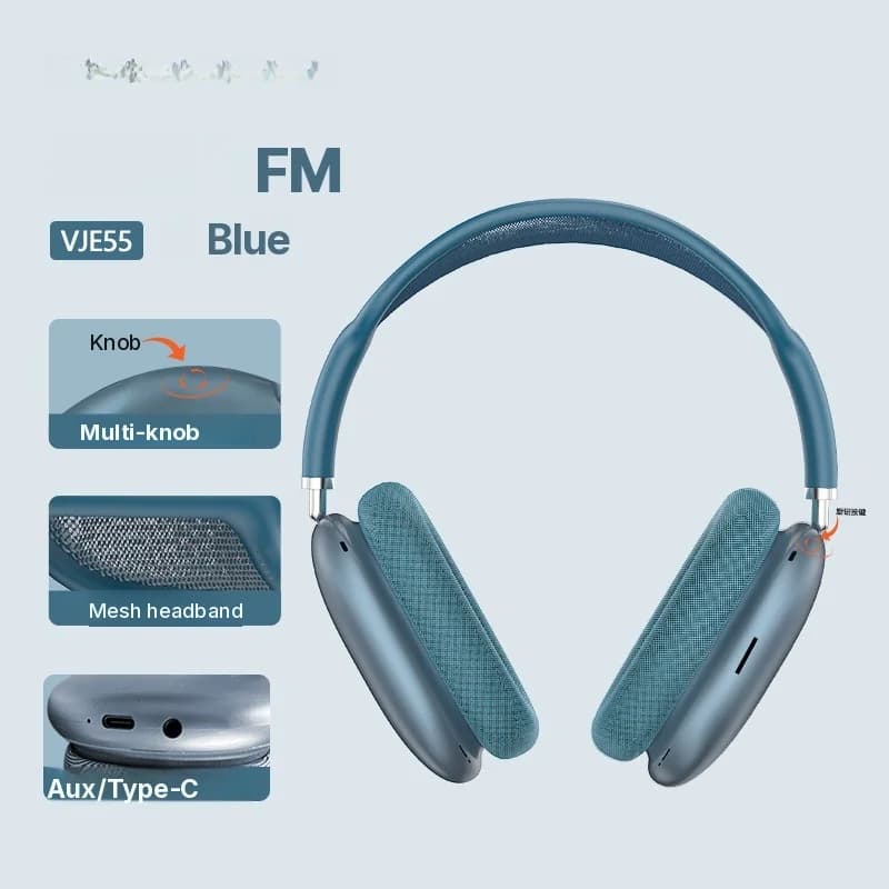 หูฟังครอบหู Bluetooth 5.4 พร้อมปุ่มหมุนและวิทยุ FM