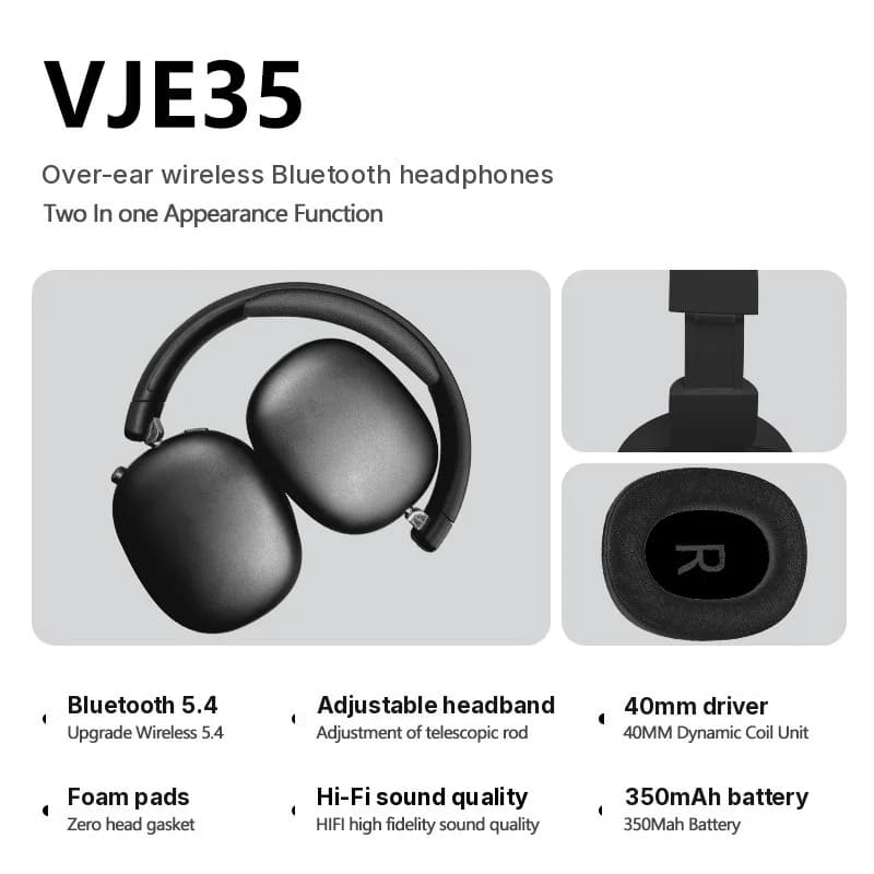 Over-Ear Wireless Bluetooth Headphones with FM Radio and TF Card Slot