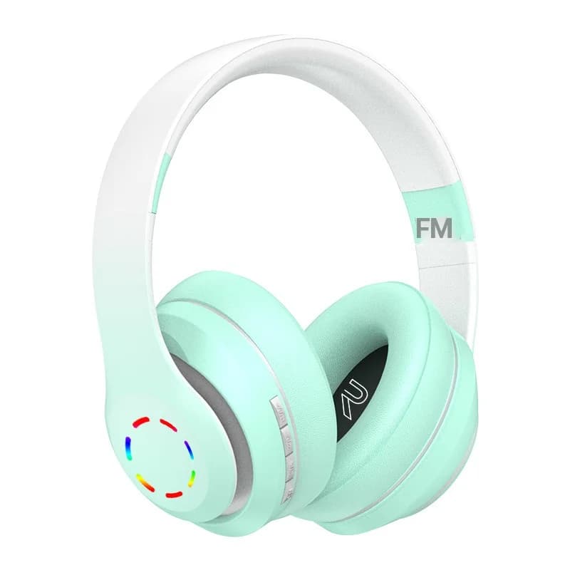 หูฟังครอบหูไร้สายพร้อมไฟ LED และวิทยุ FM
