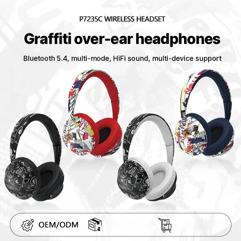 หูฟังไร้สายครอบหู Bluetooth 5.4 ช่องใส่การ์ด TF