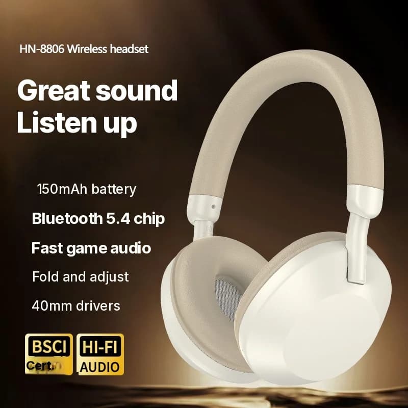 หูฟังไร้สายแบบครอบหู พร้อมวิทยุ FM และ Bluetooth 5.4