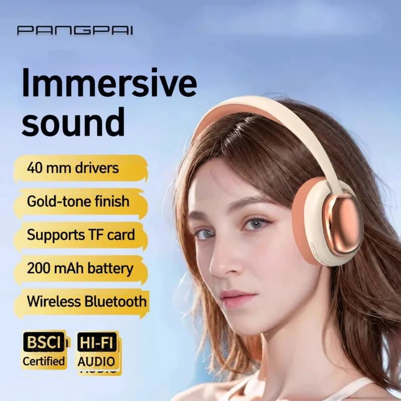 หูฟังบลูทูธไร้สายแบบครอบหู พร้อมไมค์และไดรเวอร์ 40mm
